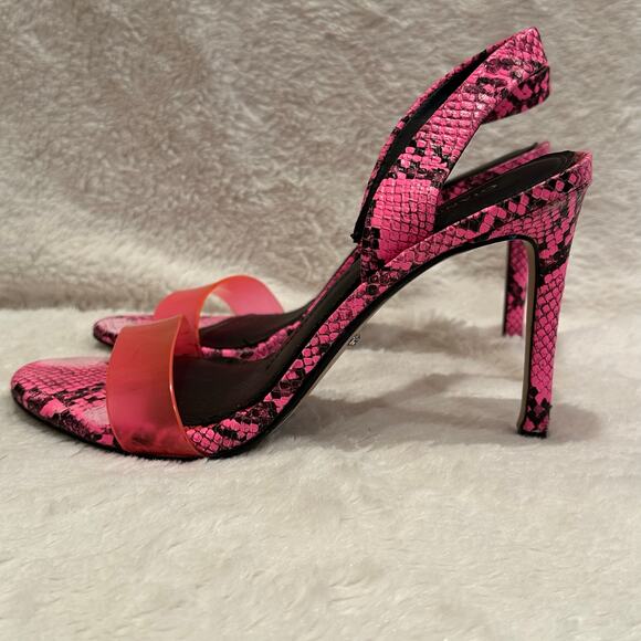 Gianni Bini Neon Pink Black Python Print Heels sz 8.5 - Picture 6 of 8